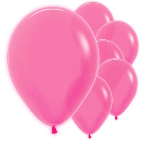 12" Neon Magenta Latex Balloons - Glows in UV Light - 10PC