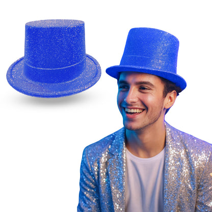 Neon Blue Glitter Hat for Adults - 1PC