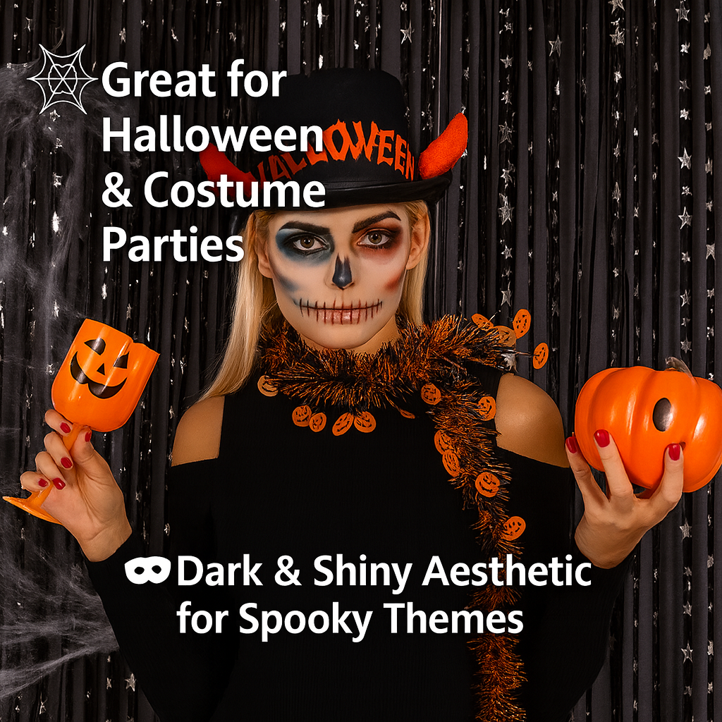 Wanna Party 2 Pack New Black Fringe Curtain Backdrop, 3 Ft x 6 Ft Shiny Silver Star Printed Metallic Tinsel Foil Fringe Streamers Background for Photo Booth Birthday Wedding Baby Shower Party Thanksgiving Christmas Decorations