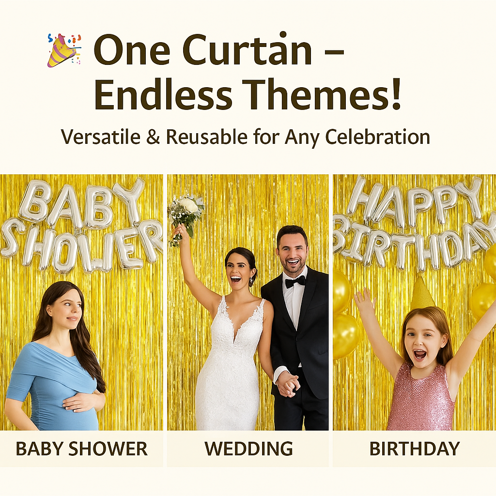 Wanna Party 2 Pack NewGold Silver Fringe Curtain Backdrop, 3 Ft x 6 Ft Shiny Silver Star Printed Metallic Tinsel Foil Fringe Streamers Background for Photo Booth Birthday Wedding Baby Shower Party Thanksgiving Christmas Decorations