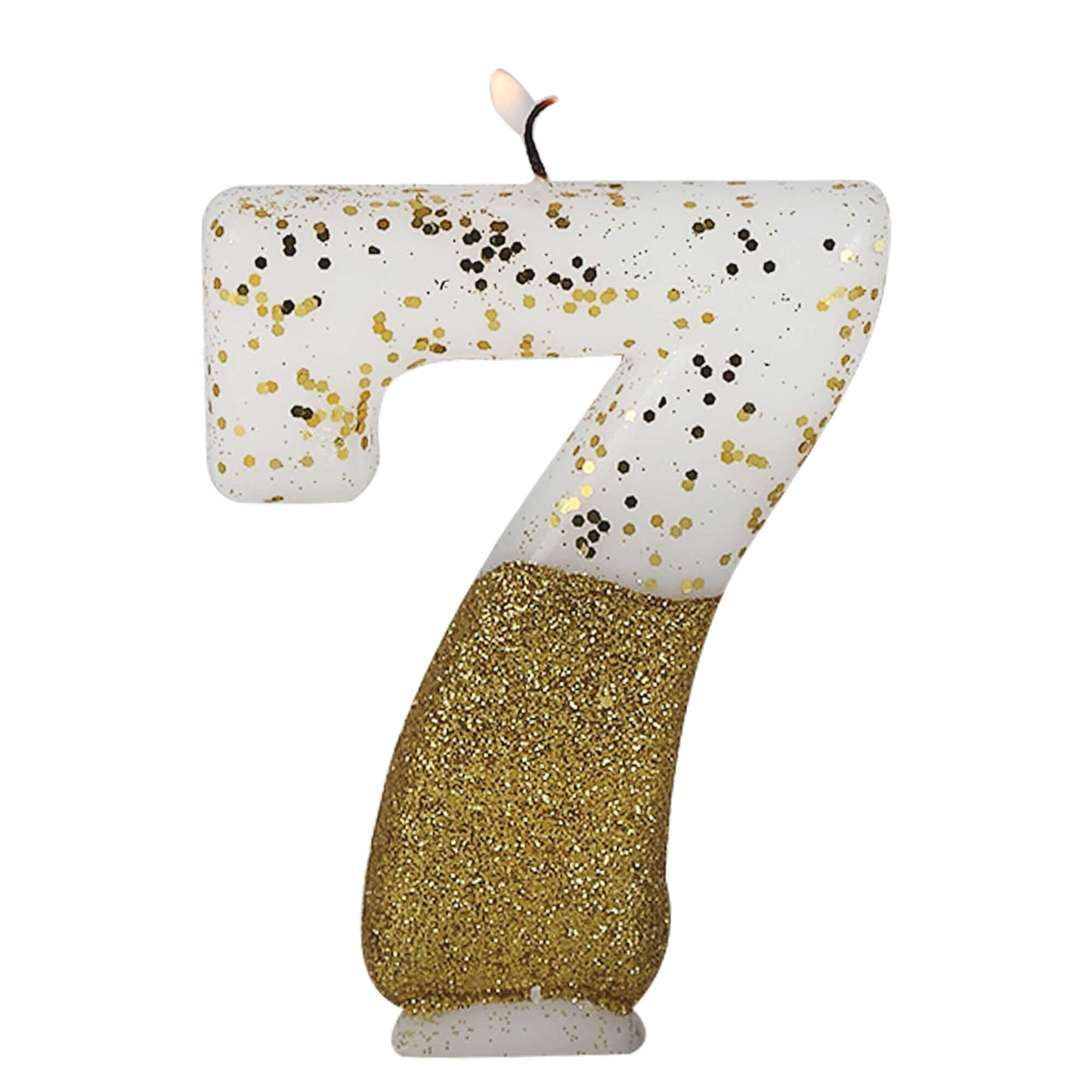 Gold Dipped Numerical Candle Number 7 for Birthday Decoration