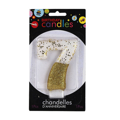 Gold Dipped Numerical Candle Number 7 for Birthday Decoration