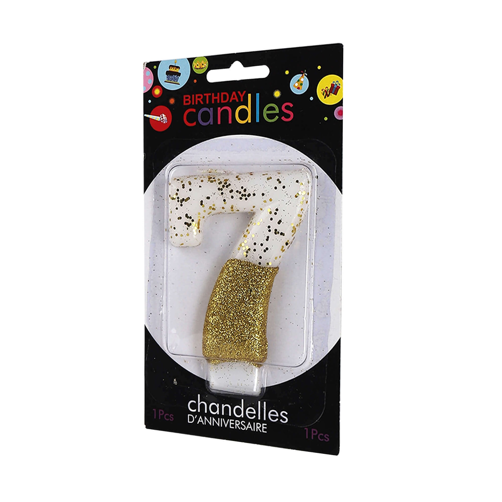 Gold Dipped Numerical Candle Number 7 for Birthday Decoration