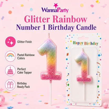 Three Color Gradient Glitter Candle Number 1