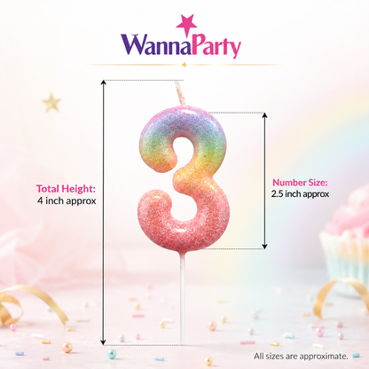 Three Color Gradient Glitter Candle Number 3
