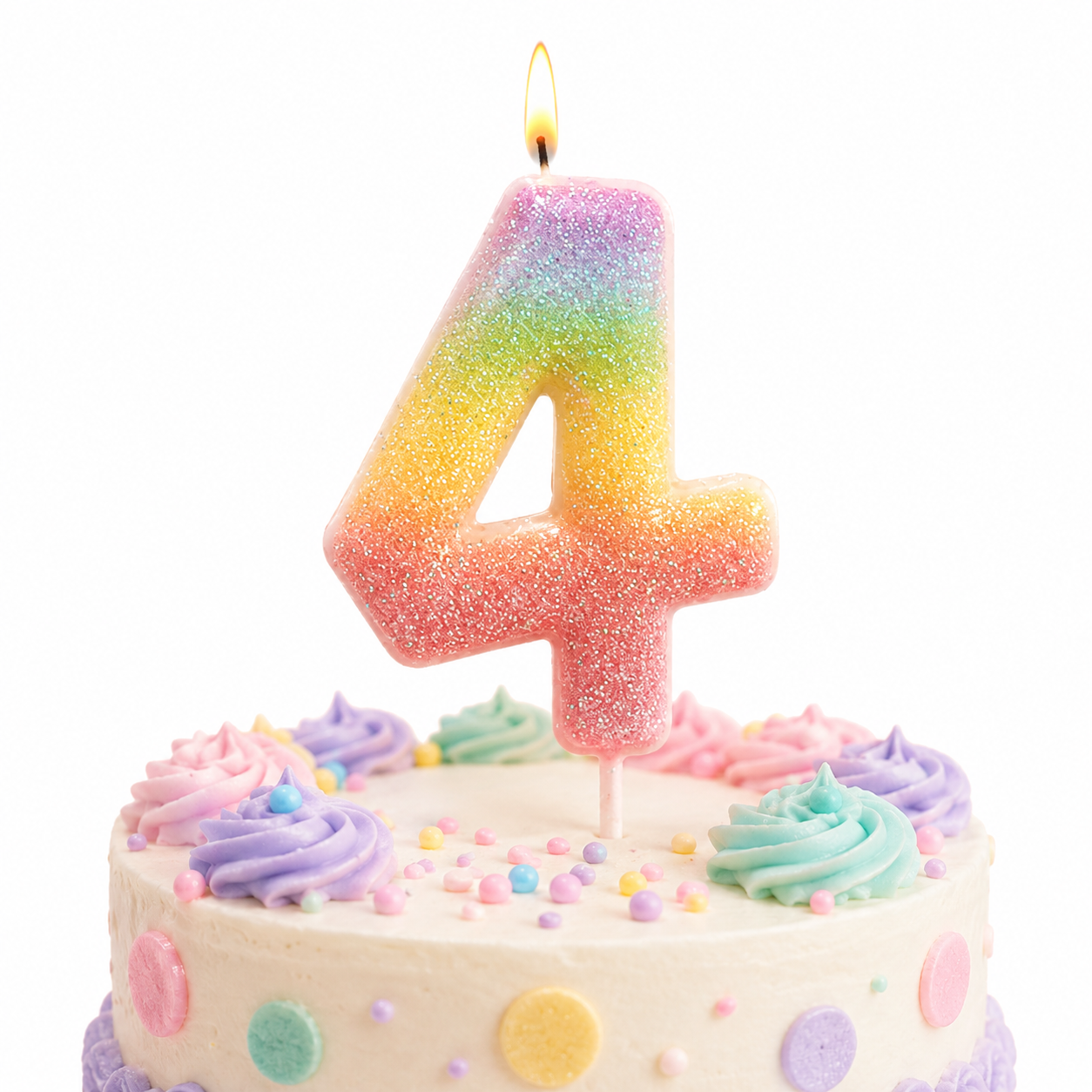 Three Color Gradient Glitter Candle Number 4