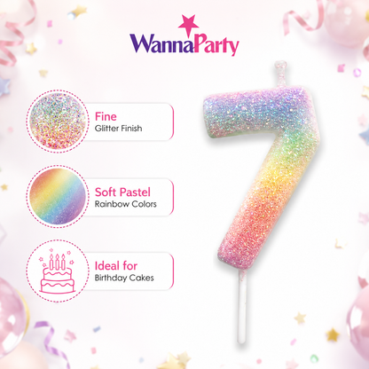 Three Color Gradient Glitter Candle Number 7