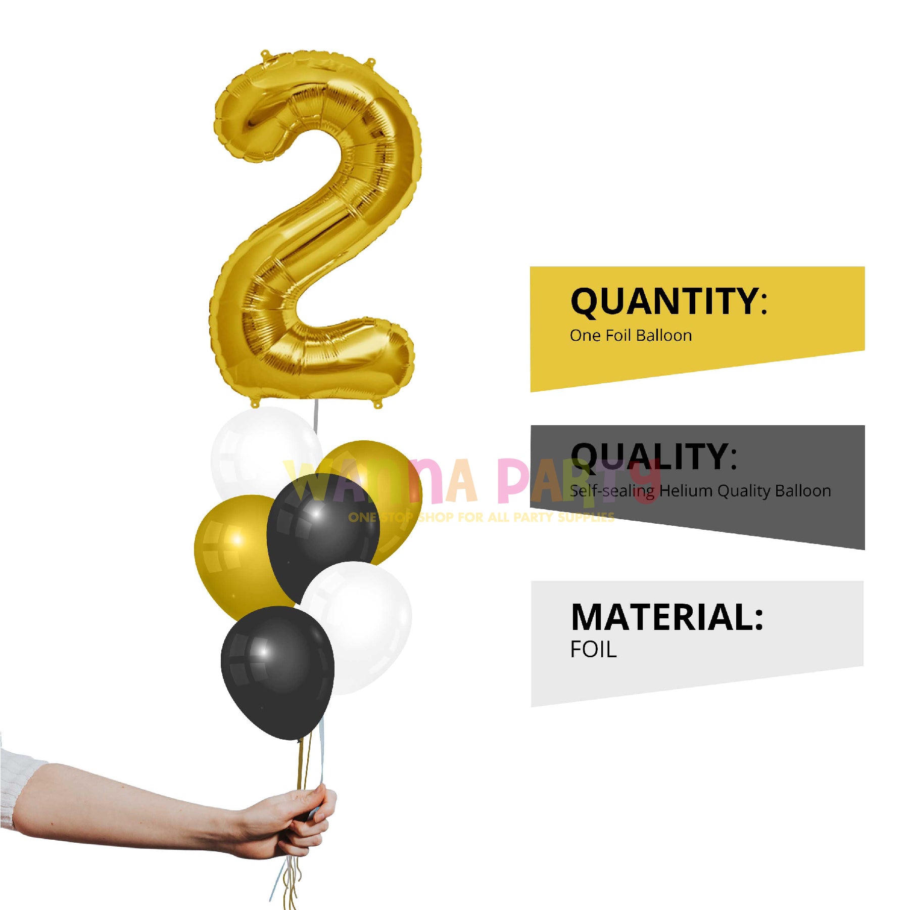 Numerical 2 18" Golden Balloon