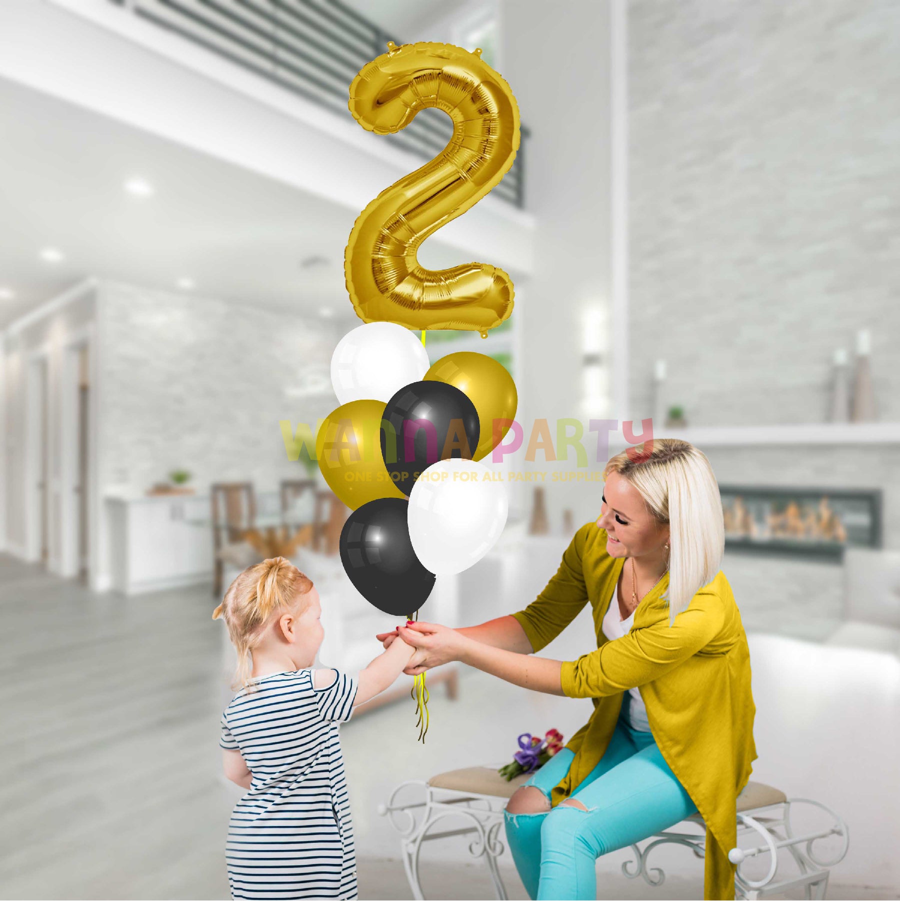 Numerical 2 18" Golden Balloon