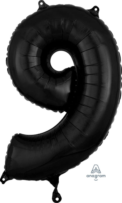 Large Shape No.9 Black Balloon 26" - L26