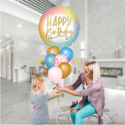 Ombre & Gold Happy Birthday Balloon 18 Inch