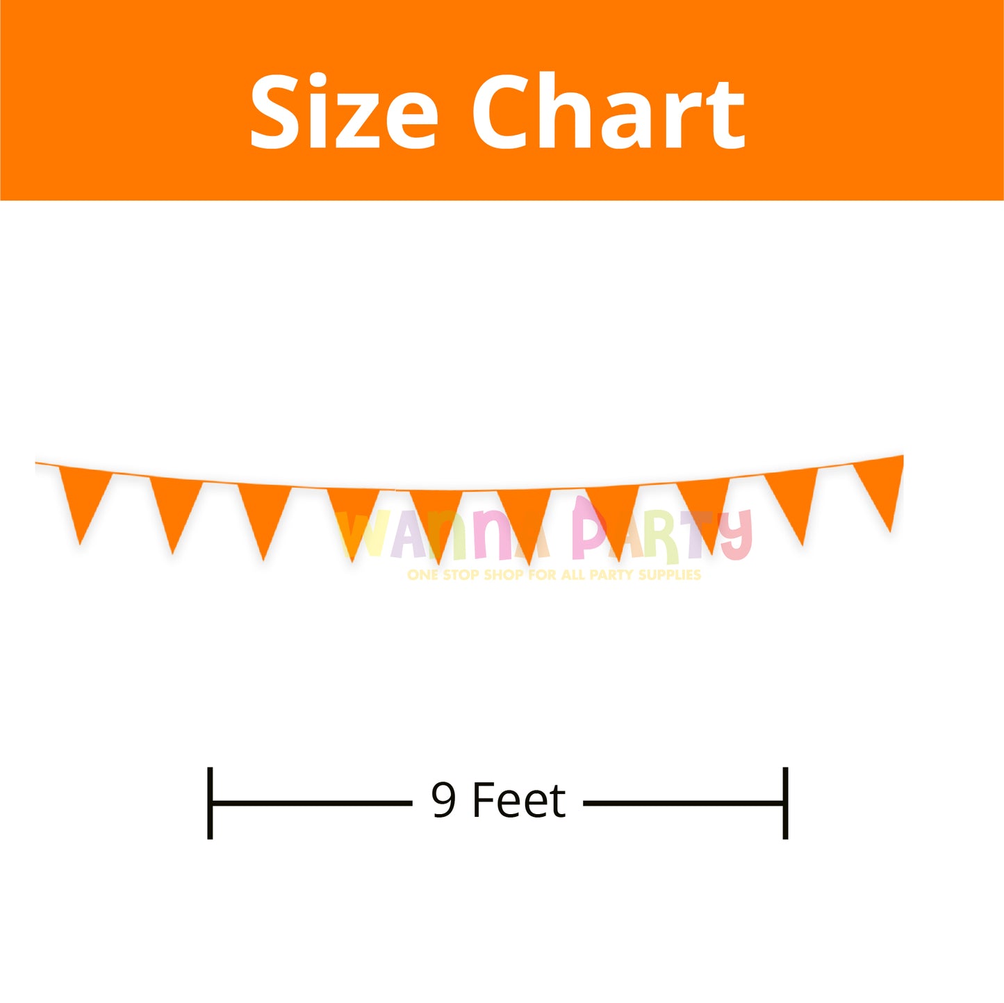 Orange Bunting Banner - Over 6 FT