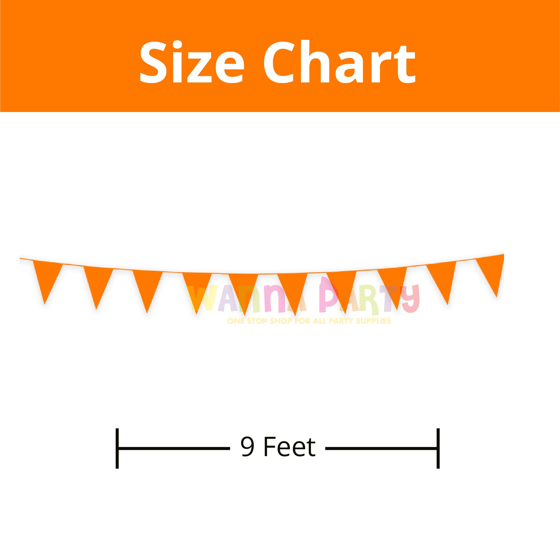 Orange Bunting Banner - Over 6 FT