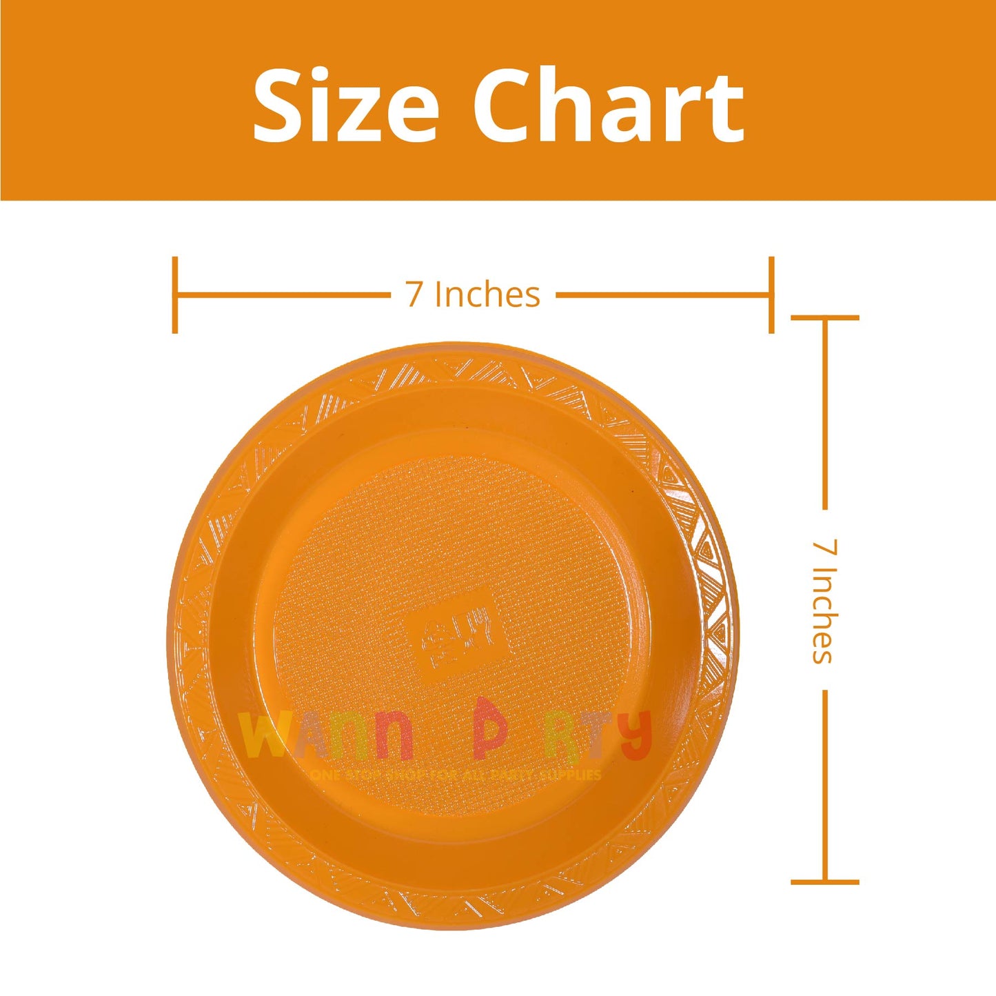 7" Premium Plastic Orange Plates - 20CT