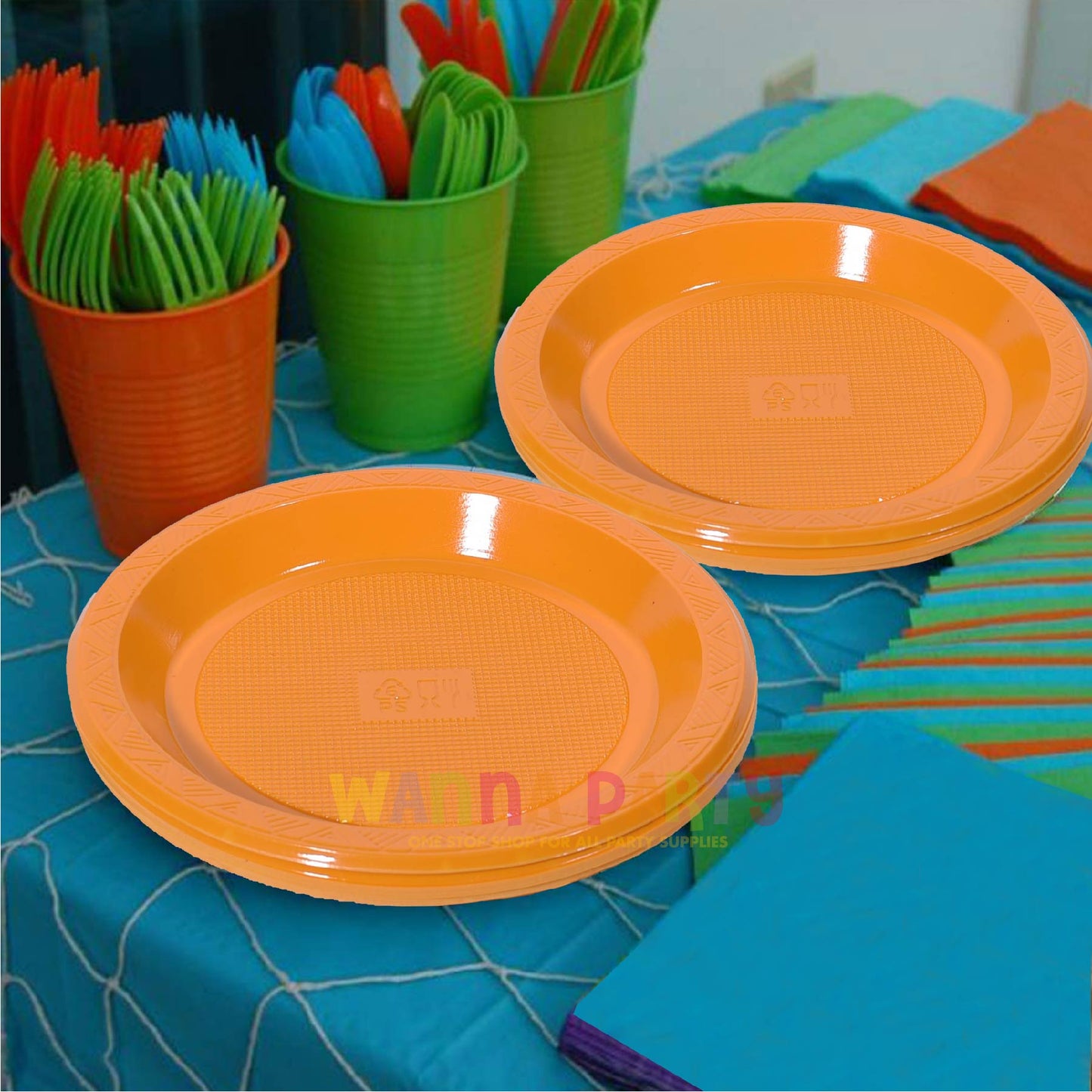 7" Premium Plastic Orange Plates - 20CT