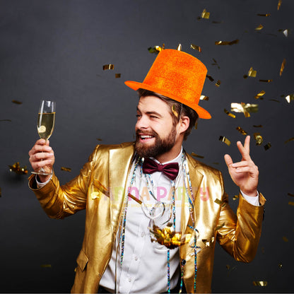 Neon Orange Glitter Hat for Adults - 1PC