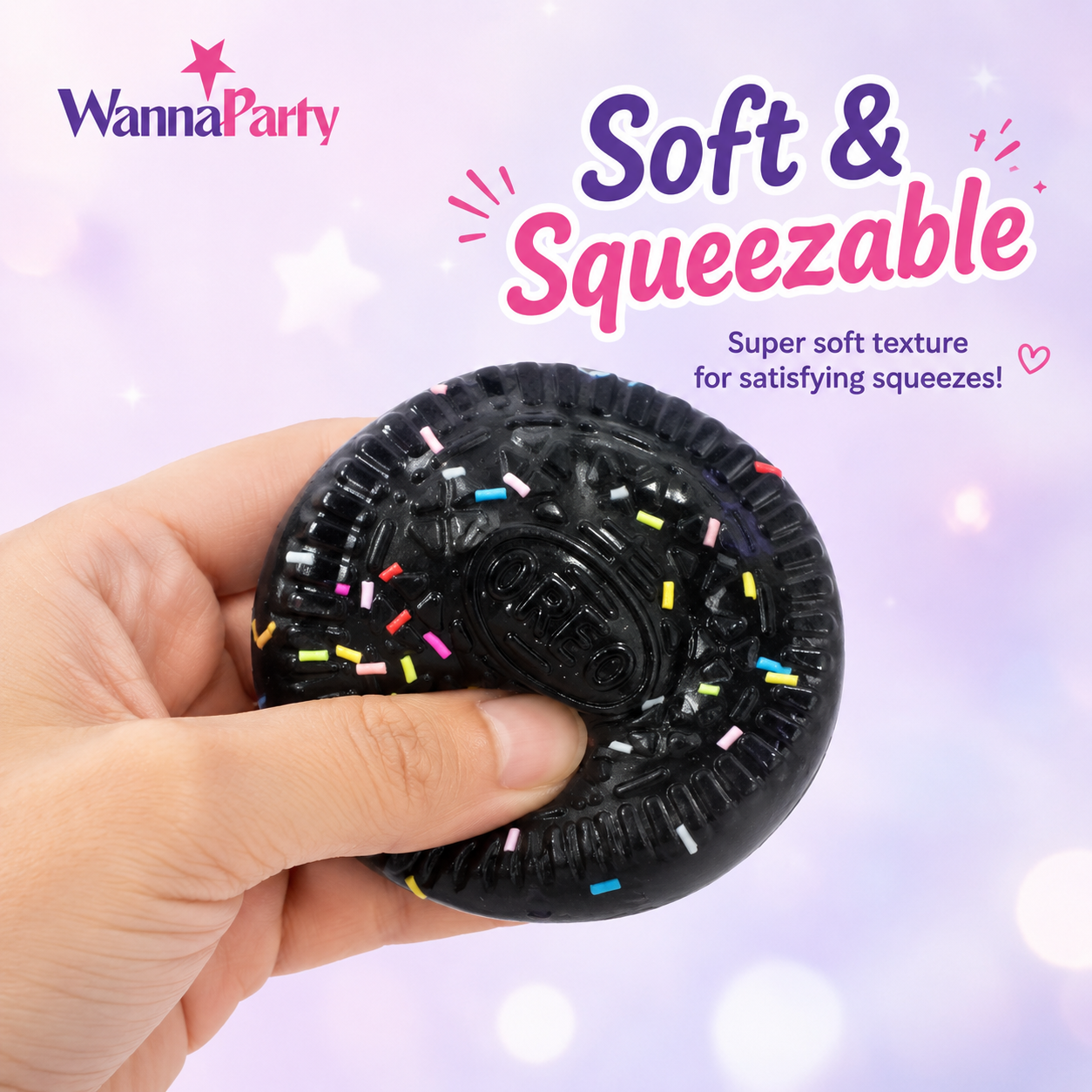 Oreo Cookie Sandwich Taba Squishy Toy | Soft Slow Rebound Squeeze Toy for Kids, Stress Relief Toy, Party Favors, Return Gifts, Loot Bags & Pinata Fillers – 1PC