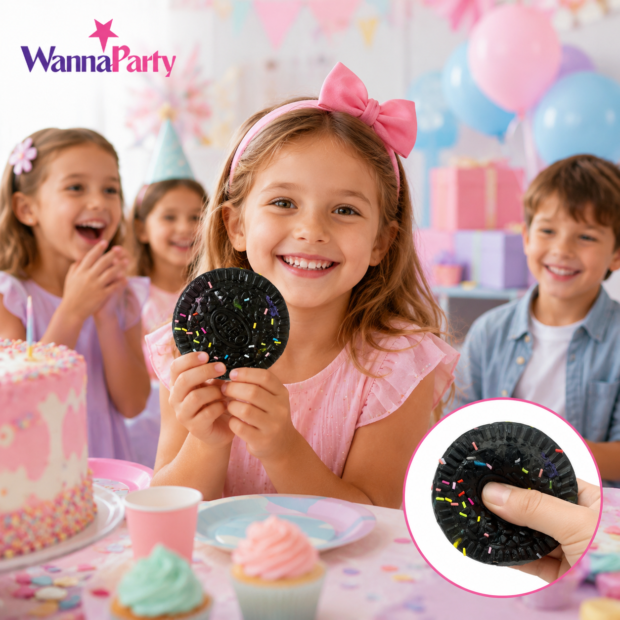 Oreo Cookie Sandwich Taba Squishy Toy | Soft Slow Rebound Squeeze Toy for Kids, Stress Relief Toy, Party Favors, Return Gifts, Loot Bags & Pinata Fillers – 1PC