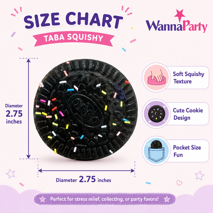 Oreo Cookie Sandwich Taba Squishy Toy | Soft Slow Rebound Squeeze Toy for Kids, Stress Relief Toy, Party Favors, Return Gifts, Loot Bags & Pinata Fillers – 1PC