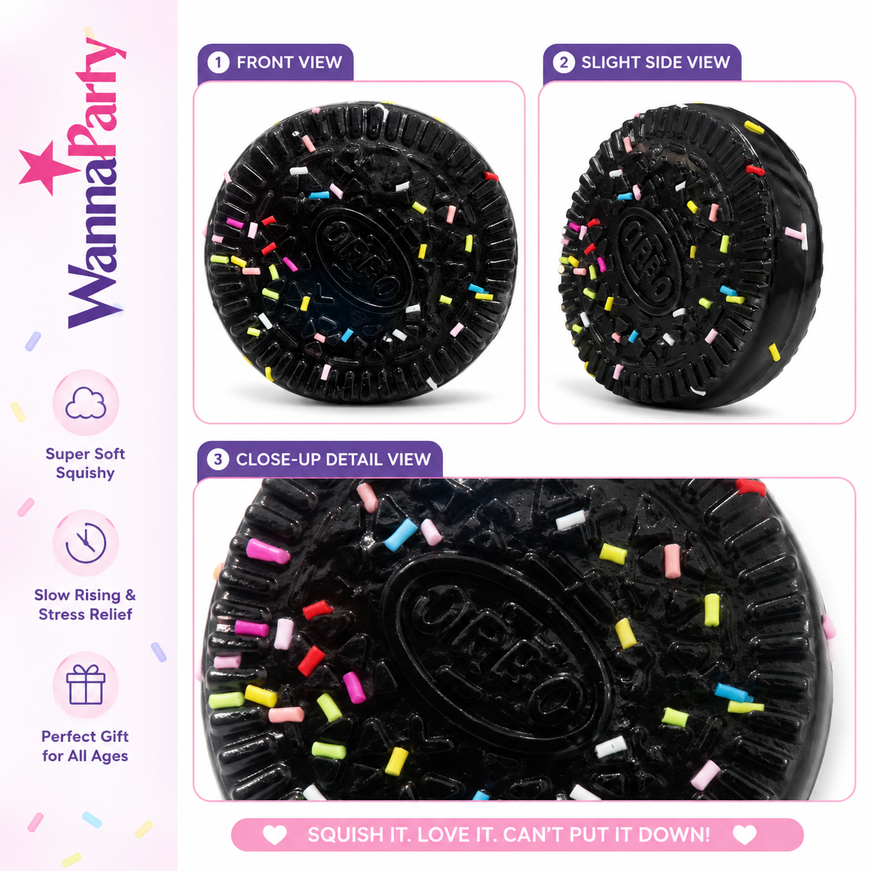 Oreo Cookie Sandwich Taba Squishy Toy | Soft Slow Rebound Squeeze Toy for Kids, Stress Relief Toy, Party Favors, Return Gifts, Loot Bags & Pinata Fillers – 1PC
