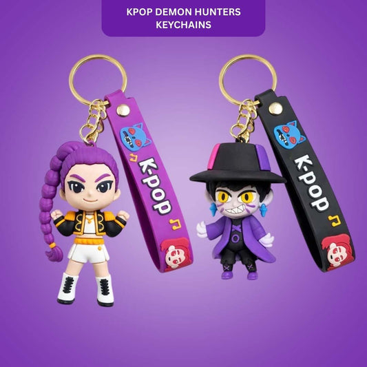 Kpop Demon Hunters Cartoon Keychains for Boys and Girls - Set of 2