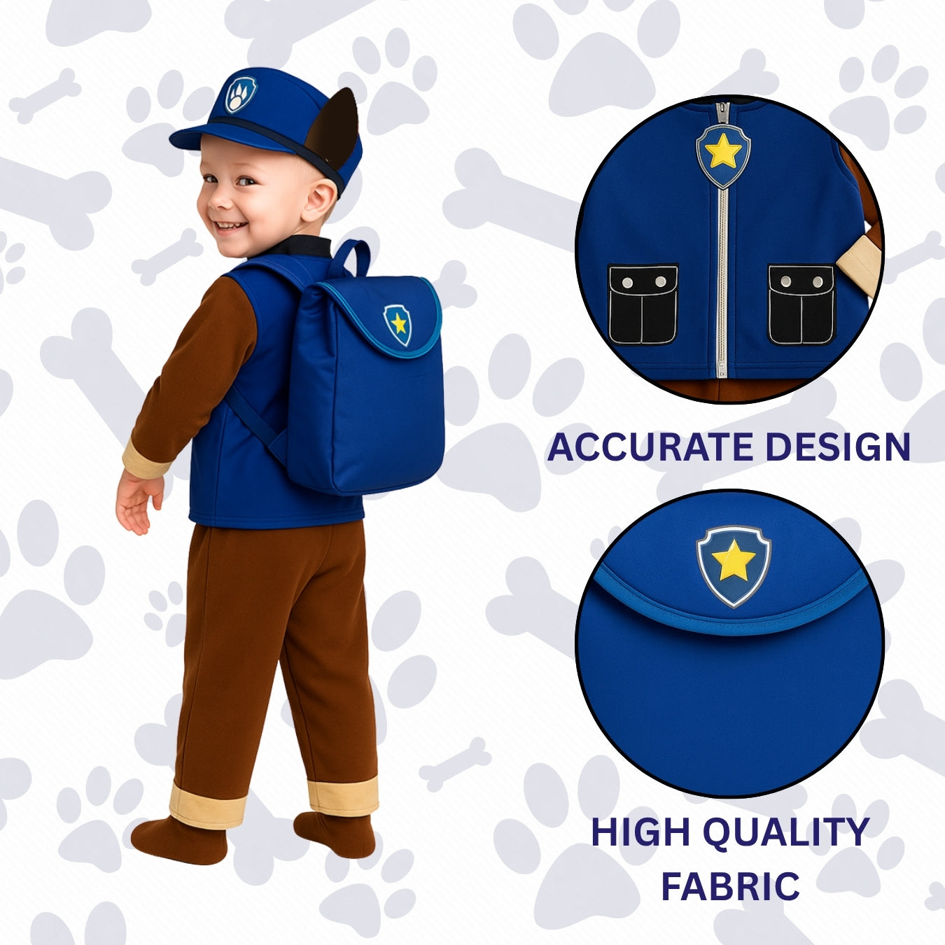 Paw Patrol Costume Blue for Kids with Bag