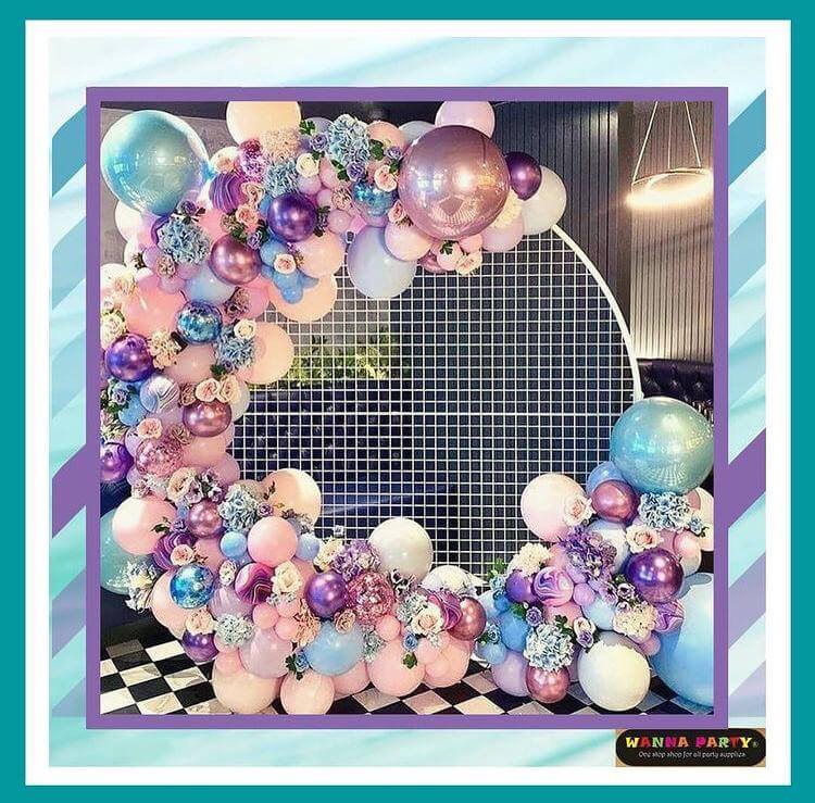 Net Frame with Pastel & Orbz Balloon & Flower Set Up