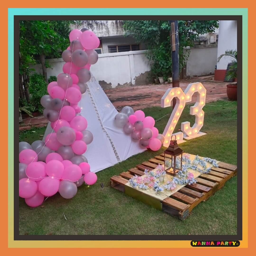 Birthday Tent Set Up with Low Dining