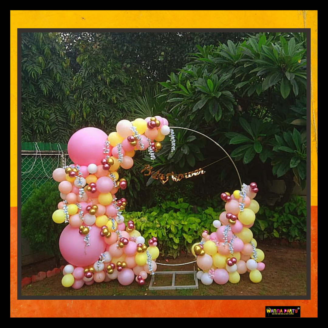 Bride To Be Banner Pastel Balloons Set Up