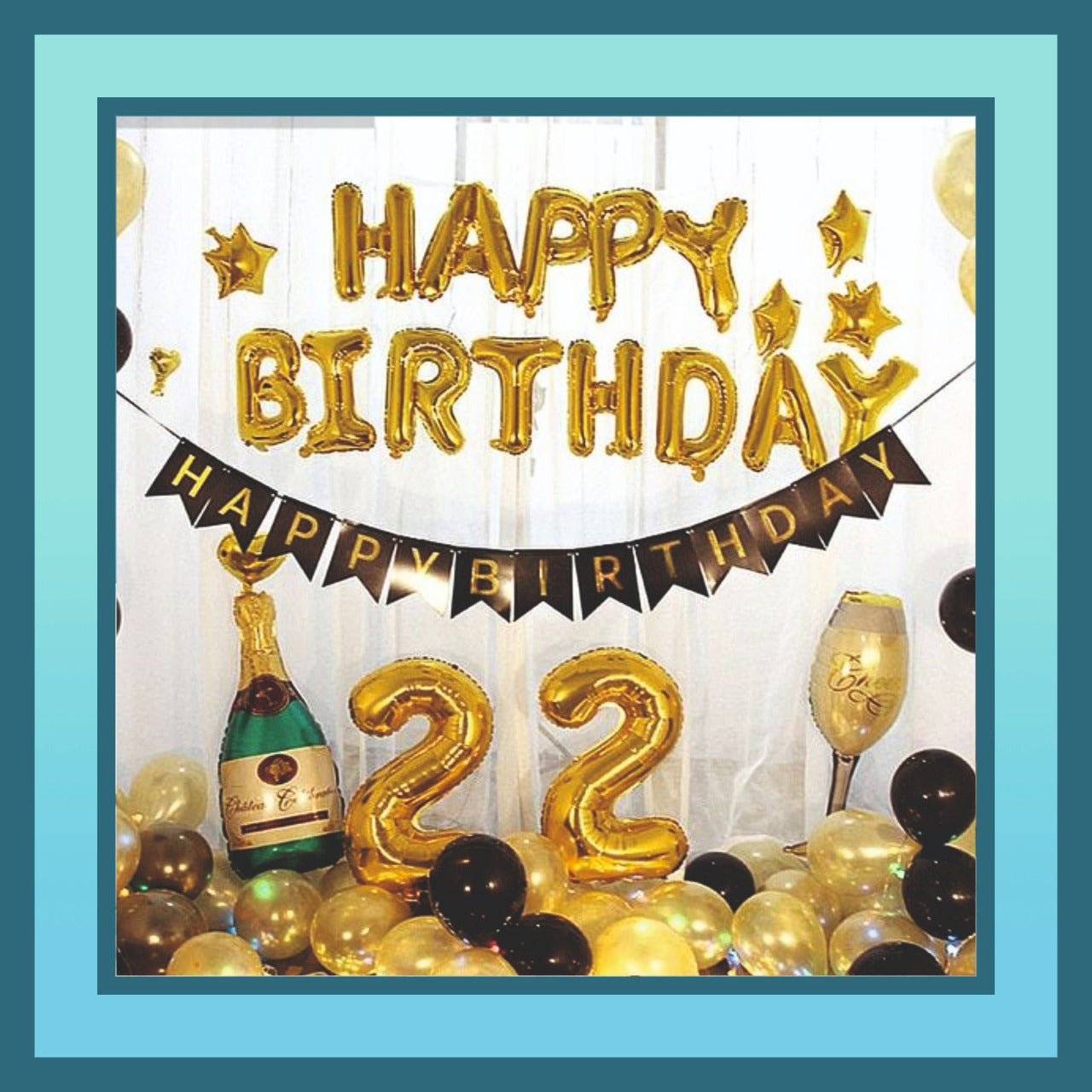 Happy Birthday Gold & Black Decor with Numericals