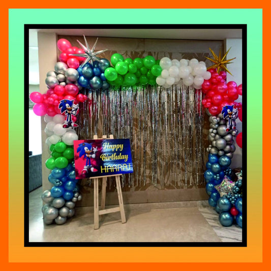 Balloon Arch with Foil Curtain BackDrop