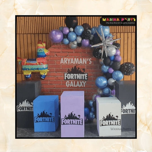 Fortnite Birthday Cake Backdrop Set Up