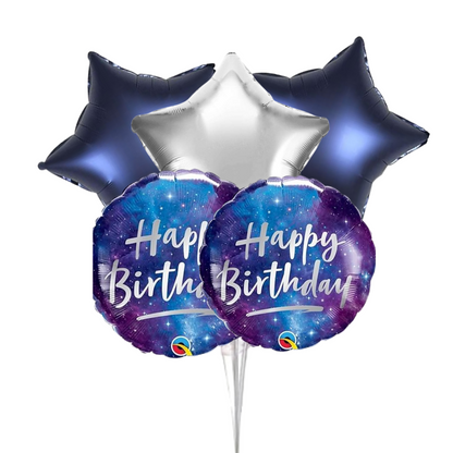 Happy Birthday Night Blue and Grey Stars - 5PC