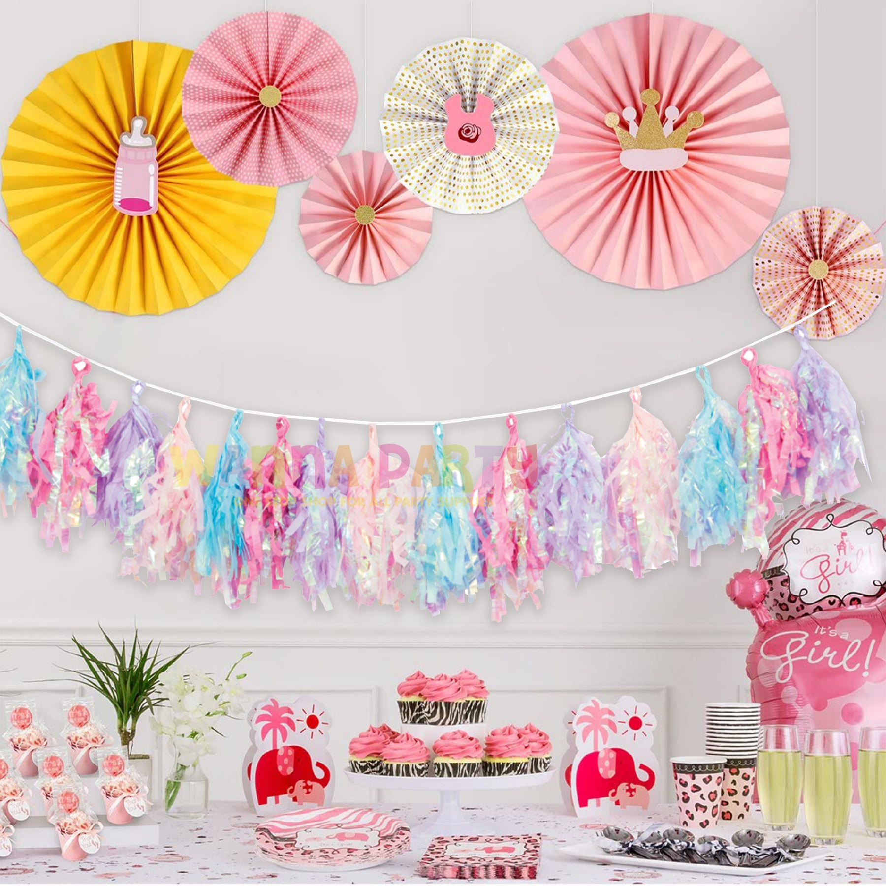 Pastel Color Iridescent Tassel Garland - Over 8FT