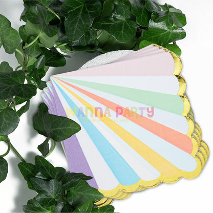 Pastel Color Paper Napkins with Golden Foiling - 16PC