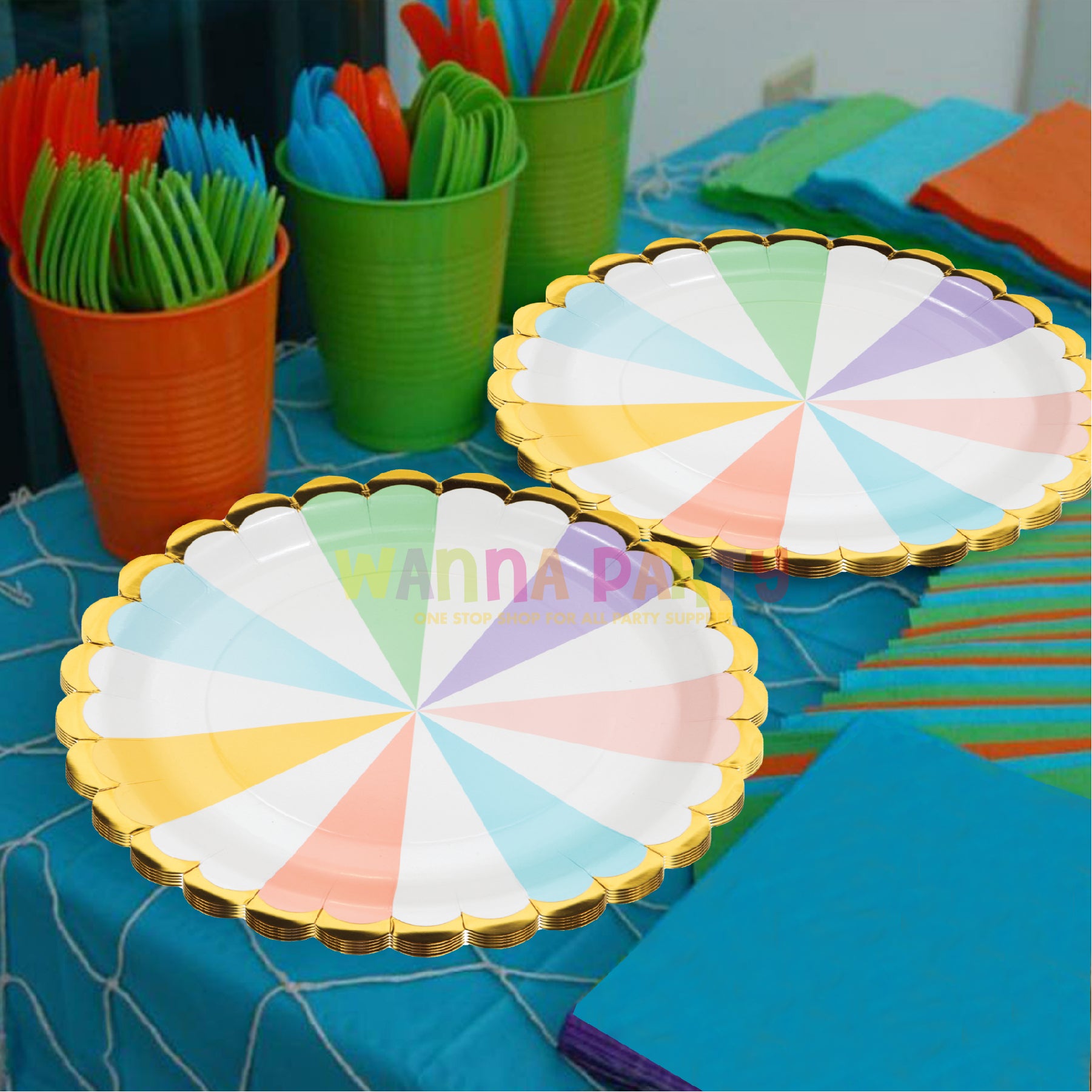 Pastel Color Round Paper Plates 9 inch - 8PC