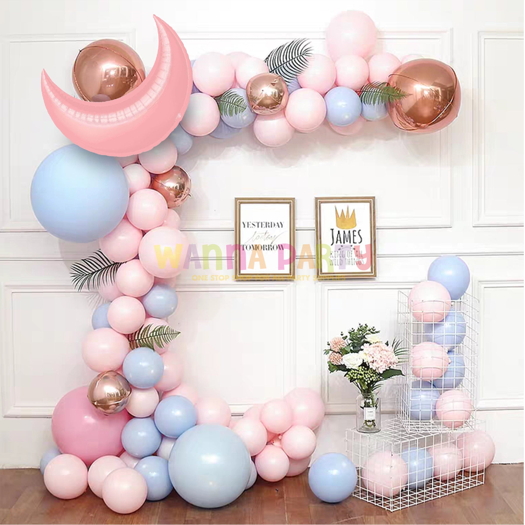 26" Pastel Pink Crescent Moon Shape Balloon