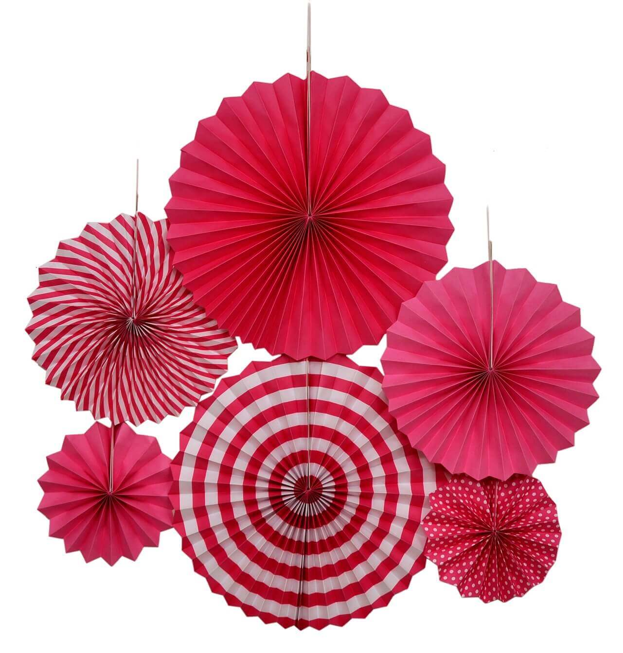 Paper Fan Decoration Pink - 6PC