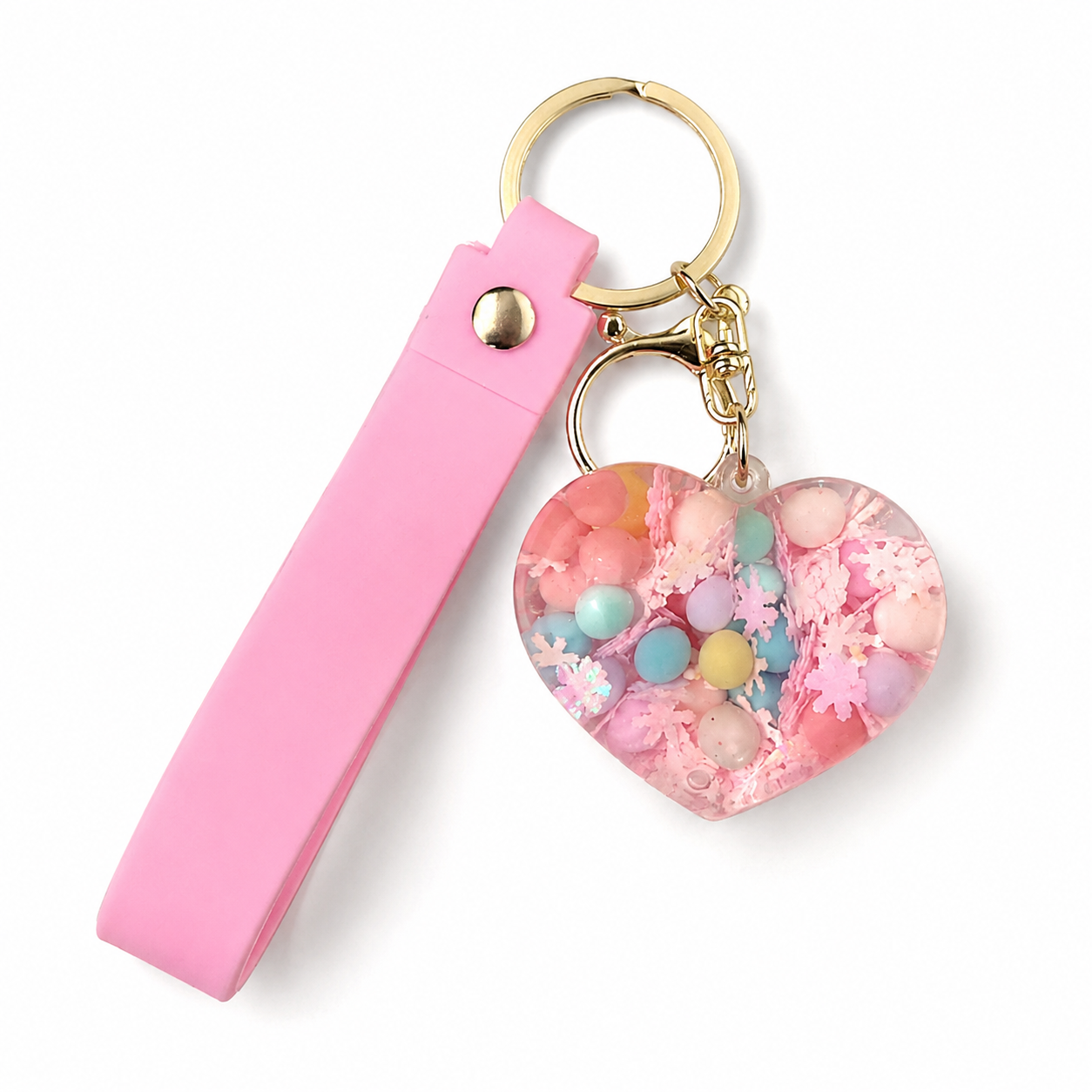 Heart Beads Keychain Pink Strap - Cute Bag Charm for Girls | Wanna Party - Image 2