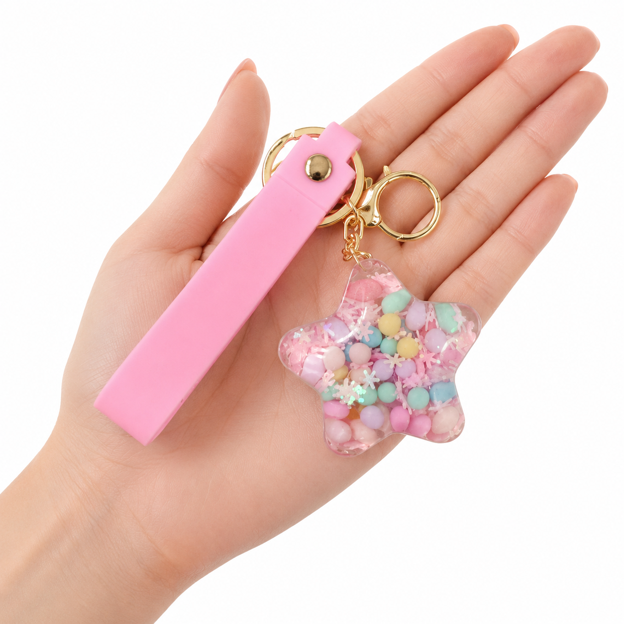 Star Beads Keychain Pink Strap - Cute Bag Charm for Girls | Wanna Party - Image 3