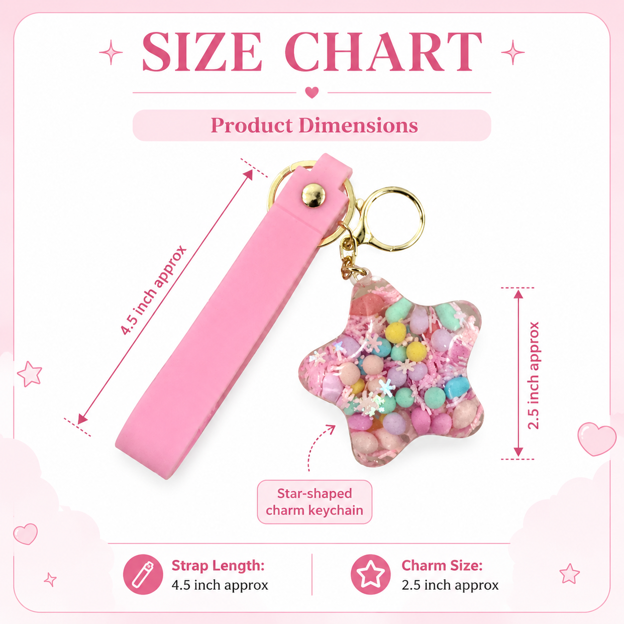 Star Beads Keychain Pink Strap - Cute Bag Charm for Girls | Wanna Party - Image 4