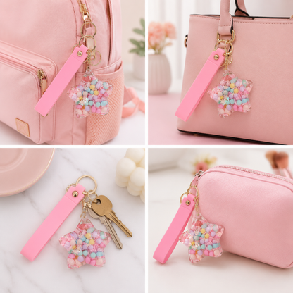 Star Beads Keychain Pink Strap - Cute Bag Charm for Girls | Wanna Party - Image 9