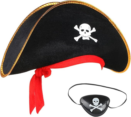 Pirate Hat with Eye Patch for Kids Combo Set - 2PC