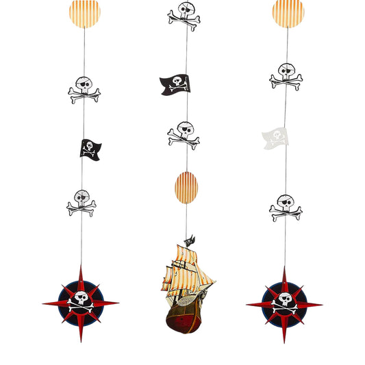 Pirate Themed Dangling Cutout Hanging Decoration - 3PC