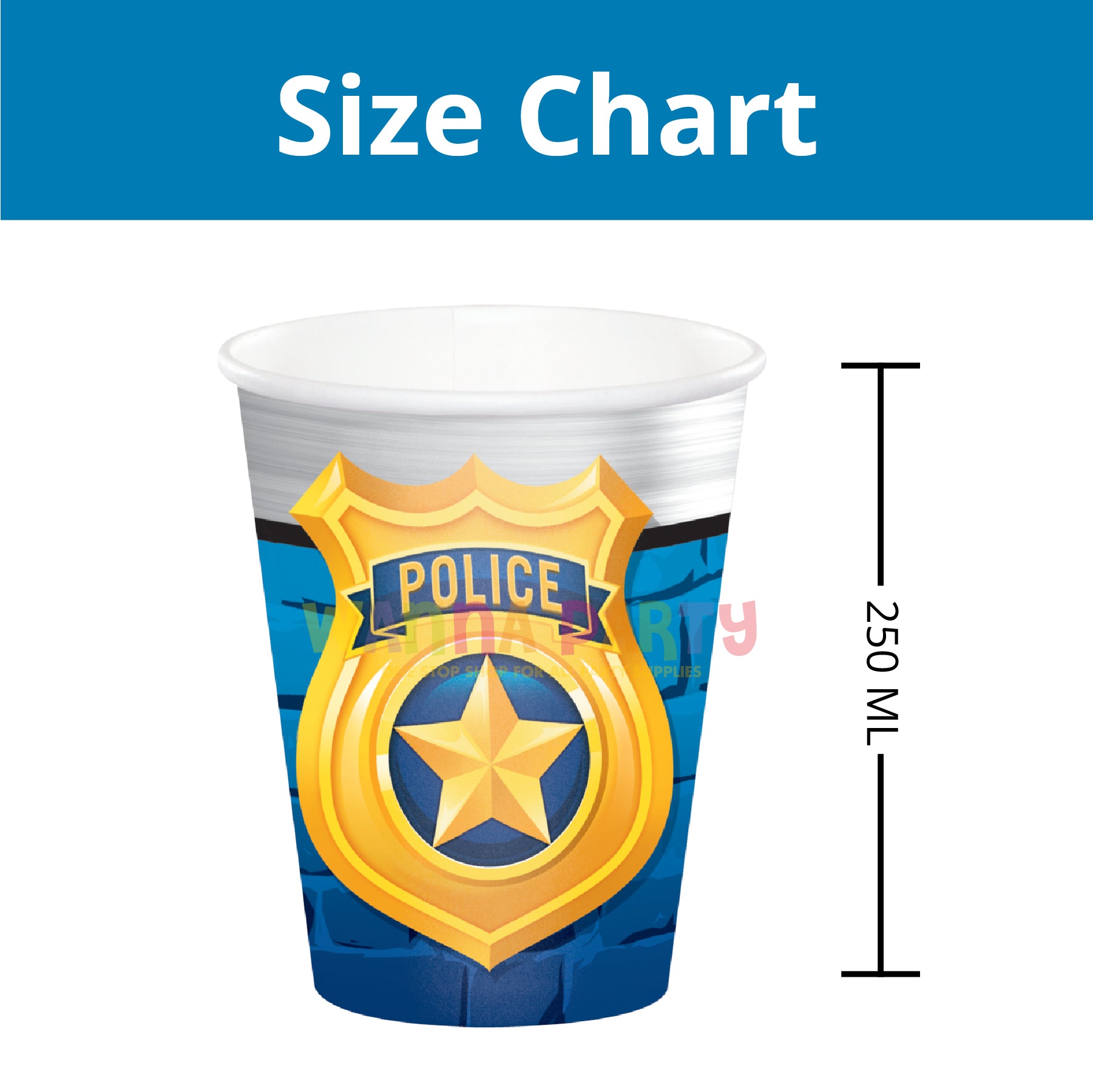 Police Party Part Cups 9oz - 8PC