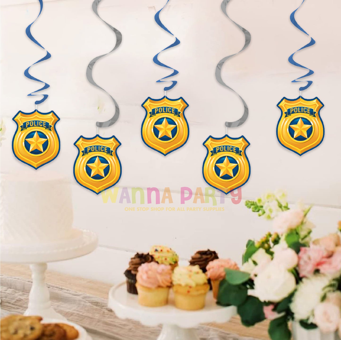 Police Party Dangling Decorations - 5 PC