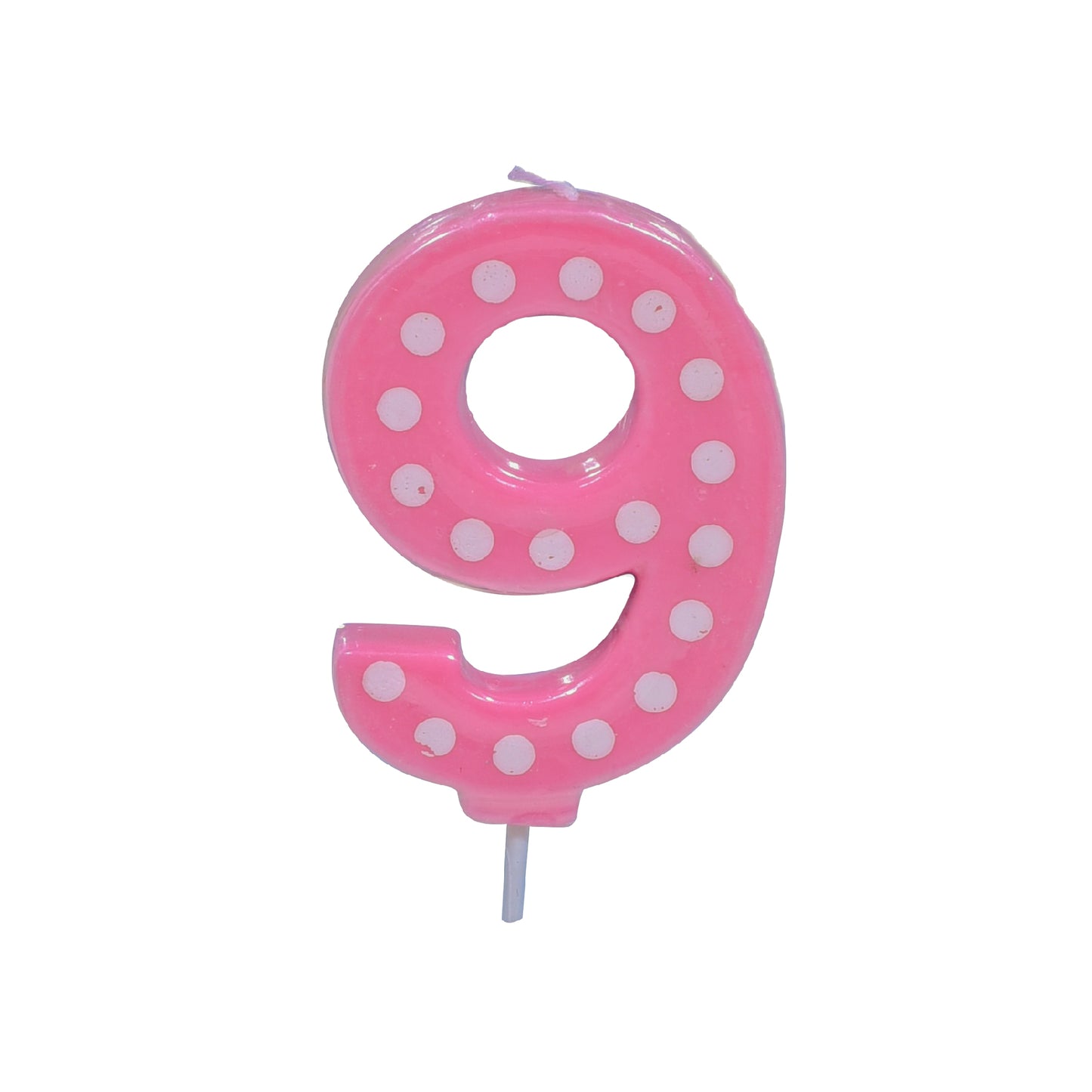 Polka Dot 9 Candle Pink 4"