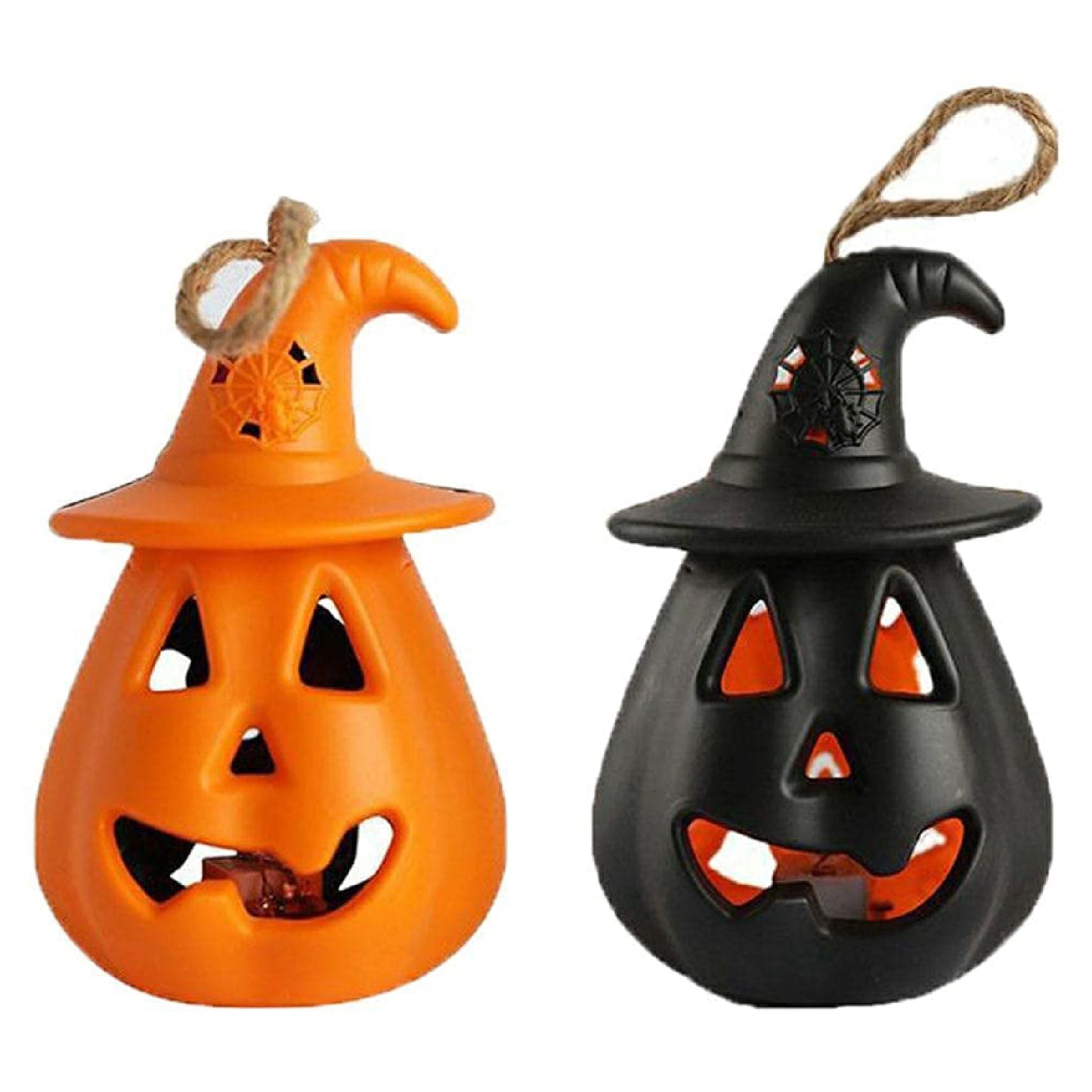 Black & Orange Small Pumpkin Lanterns with Light