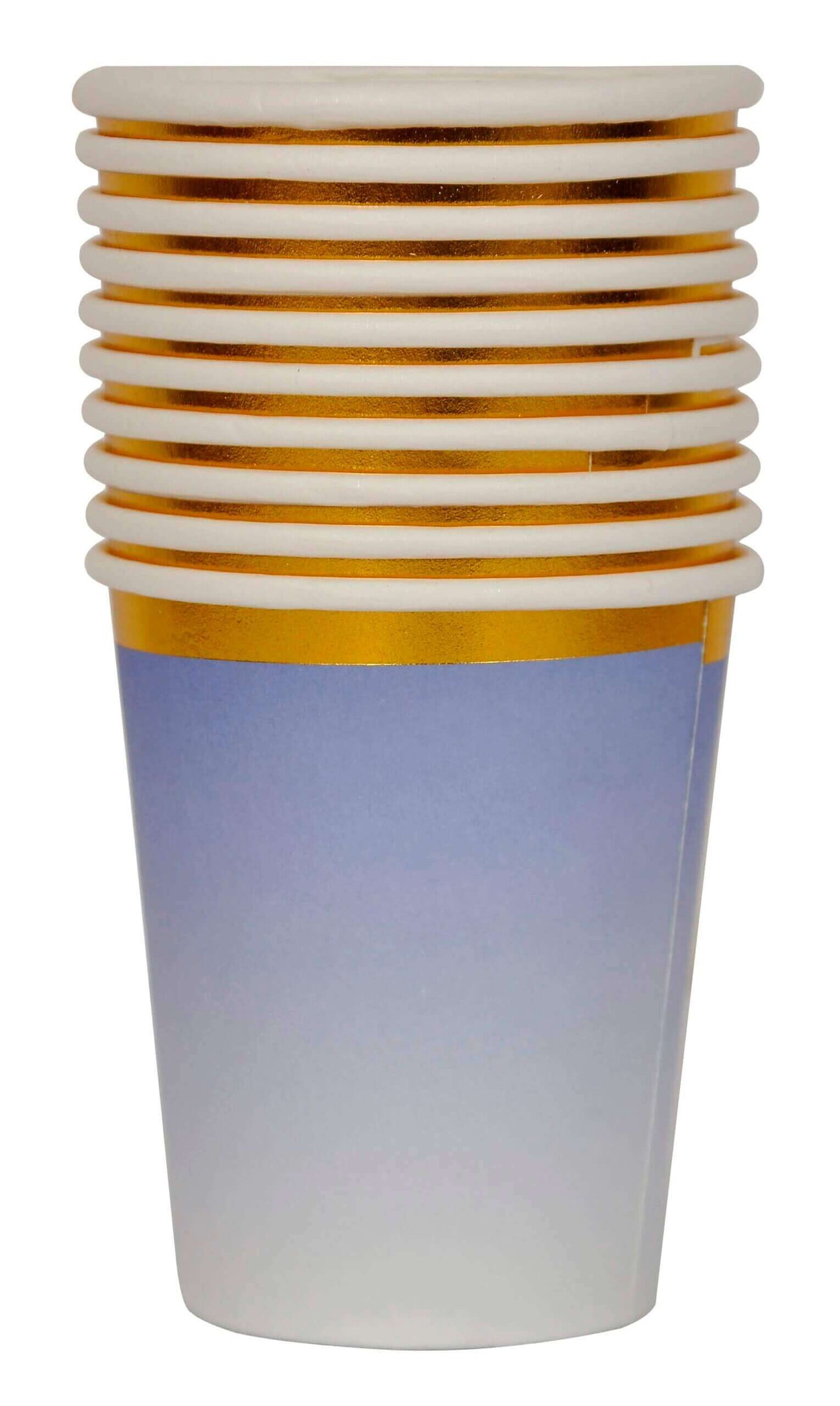 Purple Paper Cups with Golden Rim - 10PC