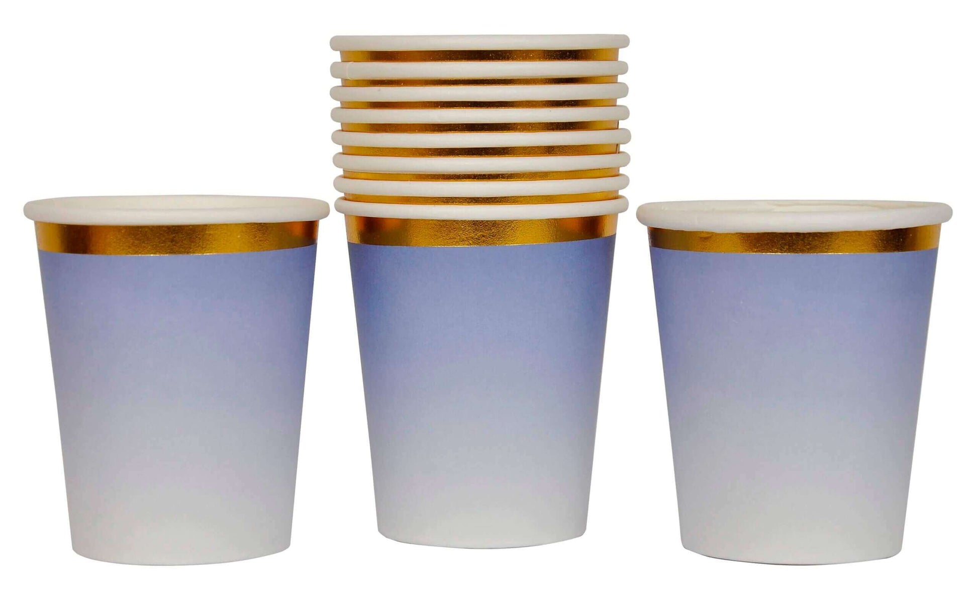 Purple Paper Cups with Golden Rim - 10PC